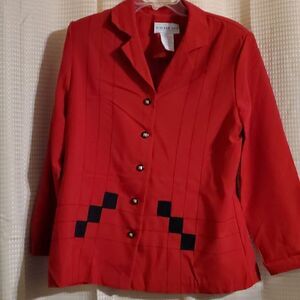 VINTAGE  Bedford Fair lifestyles blazer red black print16p